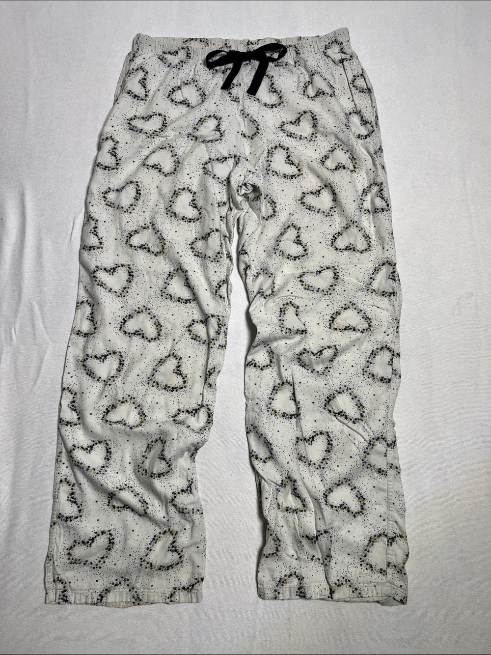 Victoria's Secret White Lounge Pants with Black and Gold Speckle Print